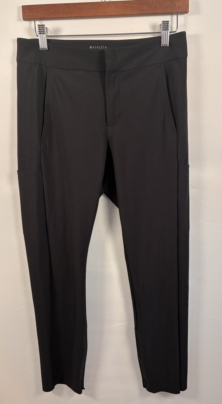 Athleta Stellar Trouser Black Ankle Zip Stretch Travel Pants Size 6